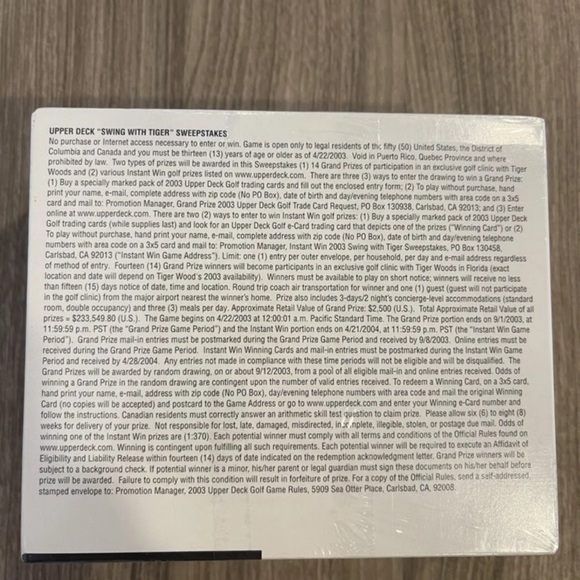 2003 Upper Deck Golf PGA Cards Tiger Woods Sealed - Picture 2 of 2